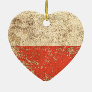 Raue gealterte Vintage polnische Flagge Keramikornament