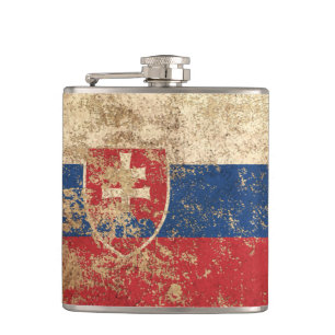 Raue gealterte Vintage slowakische Flagge Flachmann
