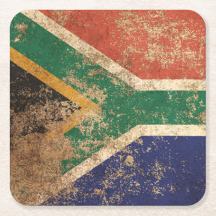 Raue gealterte Vintage südafrikanische Flagge Rechteckiger Pappuntersetzer