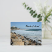raue Küste auf der Insel Rhode Postkarte (Stehend Vorderseite)