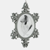 Rauer Collie Feder - Juliet gegen Tal-Fieber Schneeflocken Zinn-Ornament (Links)