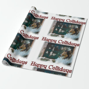 Rauer Collie glückliches Collidays Weihnachten Geschenkpapier