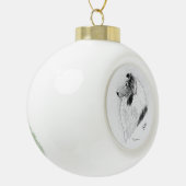 Rauer Mantel-Collie Feder durch Cindy Alvarado Keramik Kugel-Ornament (Links)