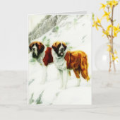 rauer und glatter Bernhardiner - Malerei Karte (Gelbe Blume)