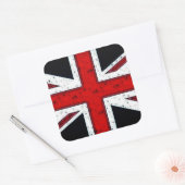 Rauer Union Jack Quadratischer Aufkleber (Umschlag)