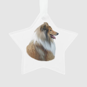 Raues Colliehundeporträt-Foto Ornament
