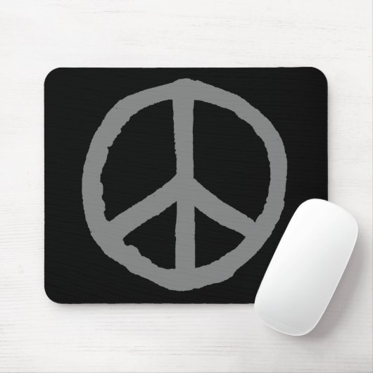 Raues Friedenssymbol - Grau auf Schwarzem Mousepad (Mit Mouse)