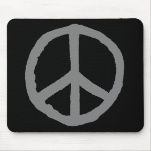 Raues Friedenssymbol - Grau auf Schwarzem Mousepad