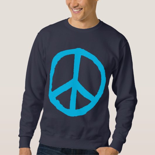 Raues Friedenssymbol - Himmel-Blau auf Dunkelheit Sweatshirt (Vorderseite)