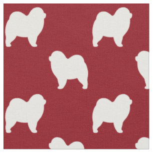 Rauhe Chow-Chow-Hund-Silhouetten Rot und Weiß Stoff