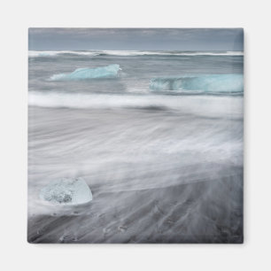 Rauhe Meereslandschaft mit Eis, Island Magnet