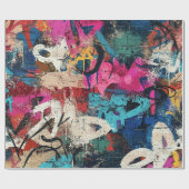 Rauhe Stadtmauer Graffiti Pink Blau Schwarz Geschenkpapier (Flach)