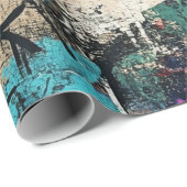 Rauhe Stadtmauer Graffiti Pink Blau Schwarz Geschenkpapier (Rolleneckpunkt)