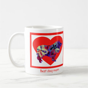 Rauher Collie-Hund-Silhouette Valentinstag Herz Kaffeetasse