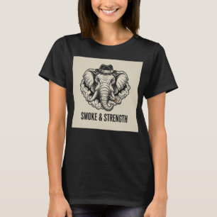 Rauher Elefant raucht vintage Linienkunst-Porträt T-Shirt