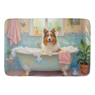 Rauhhaar Collie Badzeit Elegantes Badezimmer Dekor Badematte