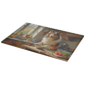 Rauhhaar Collie beim Kochen in der Küche Schneidebrett (Ecke)