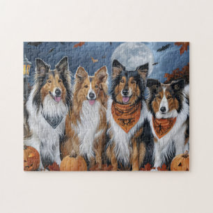 Rauhhaar Collie Halloween Gruselig Puzzle