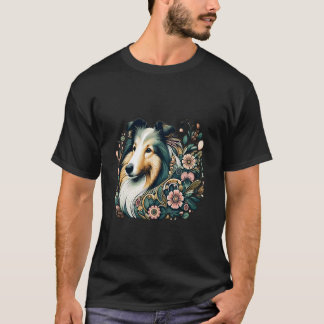 Rauhhaar Collie Hund Botanische Natur Inspiriert I T-Shirt