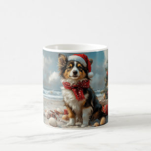 Rauhhaar Collie Hund Weihnachten Vintage Strand Kaffeetasse
