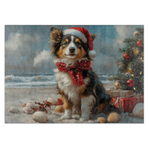 Rauhhaar Collie Hund Weihnachten Vintage Strand Schneidebrett