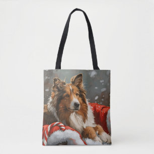 Rauhhaar Collie Hund Weihnachtsfestlich Tasche