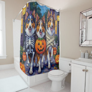 Rauhhaar Collie Trick-or-Treat Halloween-Kostüme Duschvorhang