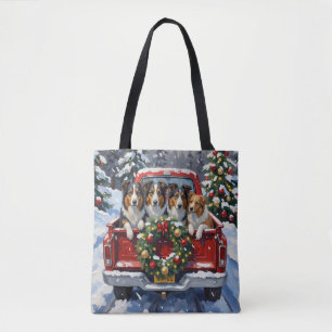 Rauhhaar Collie Weihnachten Roter LKW Feiertag Tasche