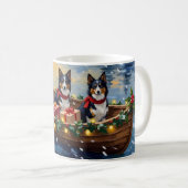 Rauhhaar Collie Weihnachtsboot Urlaub Kaffeetasse (VorderseiteRechts)