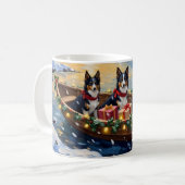 Rauhhaar Collie Weihnachtsboot Urlaub Kaffeetasse (Vorderseite Links)