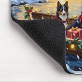 Rauhhaar Collie Weihnachtsboot Urlaub Mousepad (Ecke)