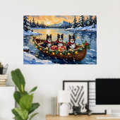 Rauhhaar Collie Weihnachtsboot Urlaub Poster (Heimbüro)