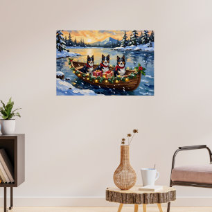 Rauhhaar Collie Weihnachtsboot Urlaub Poster