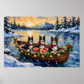 Rauhhaar Collie Weihnachtsboot Urlaub Poster (Vorne)