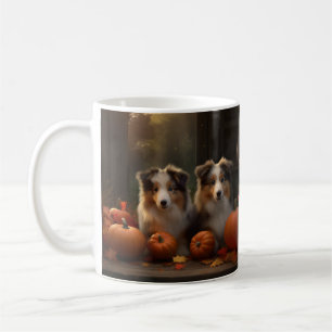 Rauhhaar Collie Welpe Herbstfreude Kürbis  Kaffeetasse
