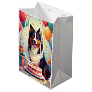 Rauhhaard Collie Geburtstagsfeier Mittlere Geschenktüte