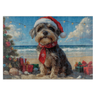 Rauhhaariger Vorstehhund Weihnachten Strand Schneidebrett
