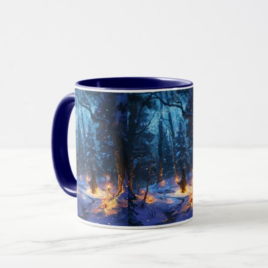 Rauhnächte Ritual im Winterwald Sternenhimmel Tasse (Vorderseite Links)