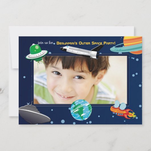 Raum-Abenteuer-Foto-Einladung Einladung (Vorderseite)