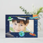 Raum-Abenteuer-Foto-Einladung Einladung (Stehend Vorderseite)