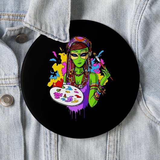 Raum-alienhippie-Malerei-Künstler Button (Beispiel)