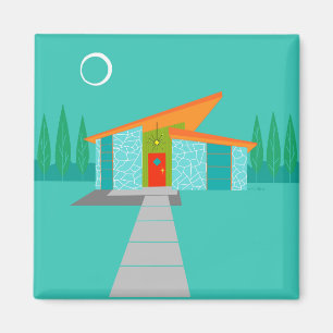 Raum-Alters-Cartoon-Haus-Quadrat-Magnet Magnet