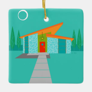 Raum-Alters-Cartoon-Haus-Weihnachtsverzierung Keramikornament