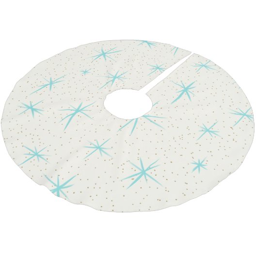 Raum-Alters-Türkis-Sternexplosion-Baum-Rock Polyester Weihnachtsbaumdecke (Schrägansicht)