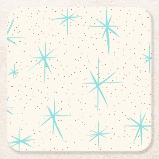 Raum-Alters-Türkis-Sternexplosion-harter Rechteckiger Pappuntersetzer (Vorderseite)
