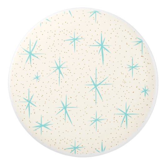 Raum-Alters-Türkis-Sternexplosion-Keramik-Griff Keramikknauf (Vorderseite)