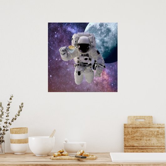 Raum, Astronaut, Kaffee überall Poster (Küche)