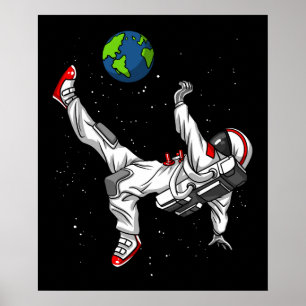 Raum-Astronauten-Fußball-Fußball kosmisch Poster