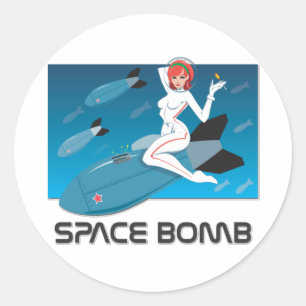 Raum-Bombe Runder Aufkleber