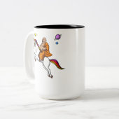 Raum Buddha, der das magische Einhorn kosmisch Zweifarbige Tasse (Vorderseite Links)